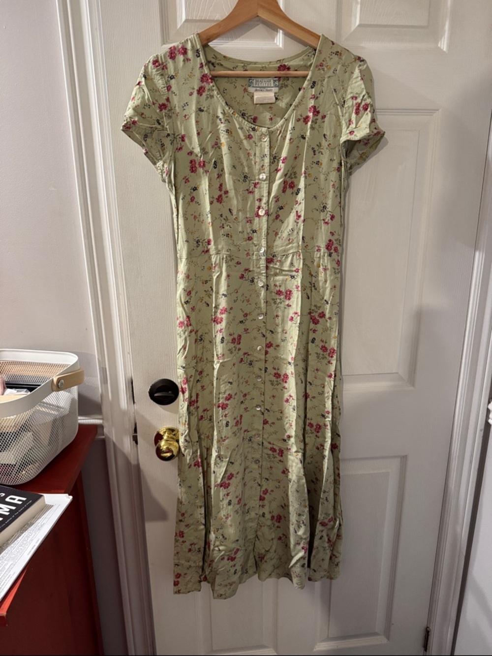 Light Green Floral Button-Front Women’s Dress